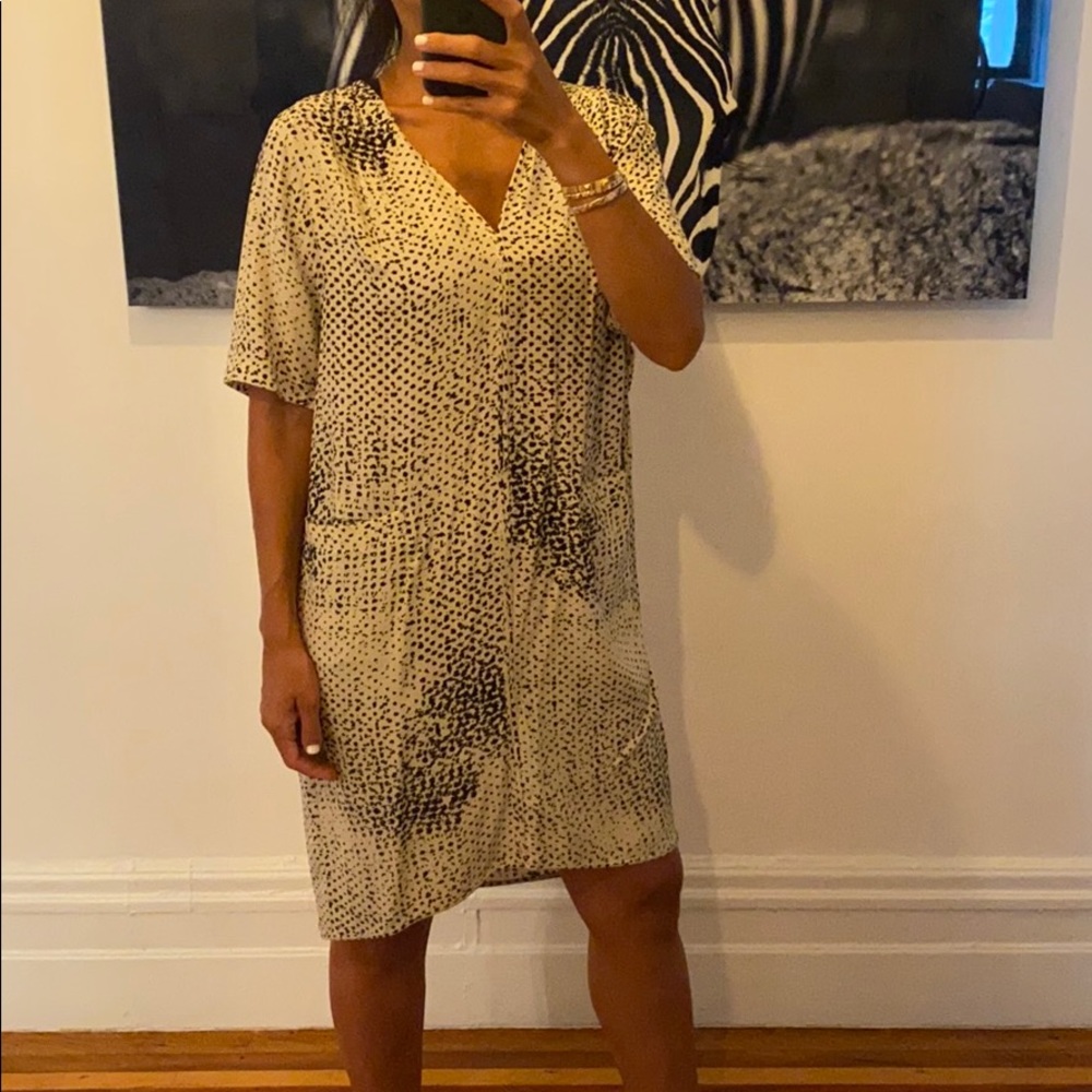 Silk shift dress with pockets